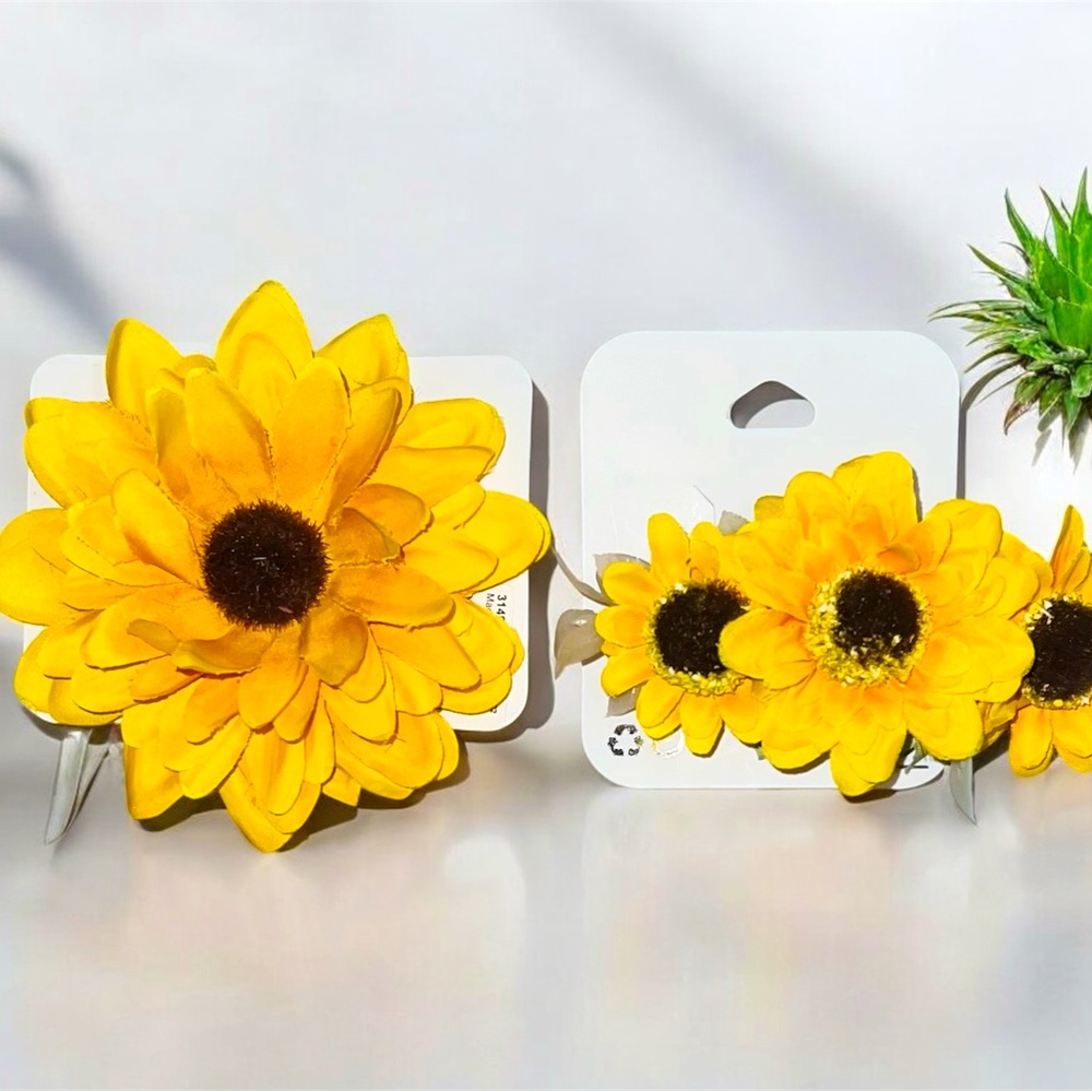 YELLOW SUNFLOWER HAIR CLIPS-THE ICING